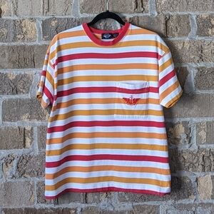 Vintage 80s Dockers Striped Preppy Short Sleeve Pocket T-Shirt Large